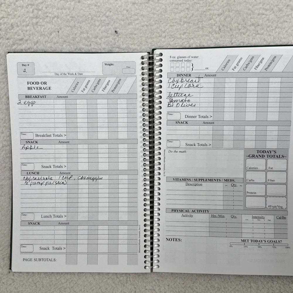 DietMinder Personal Food and Fitness Journal MemoryMinder Spiral